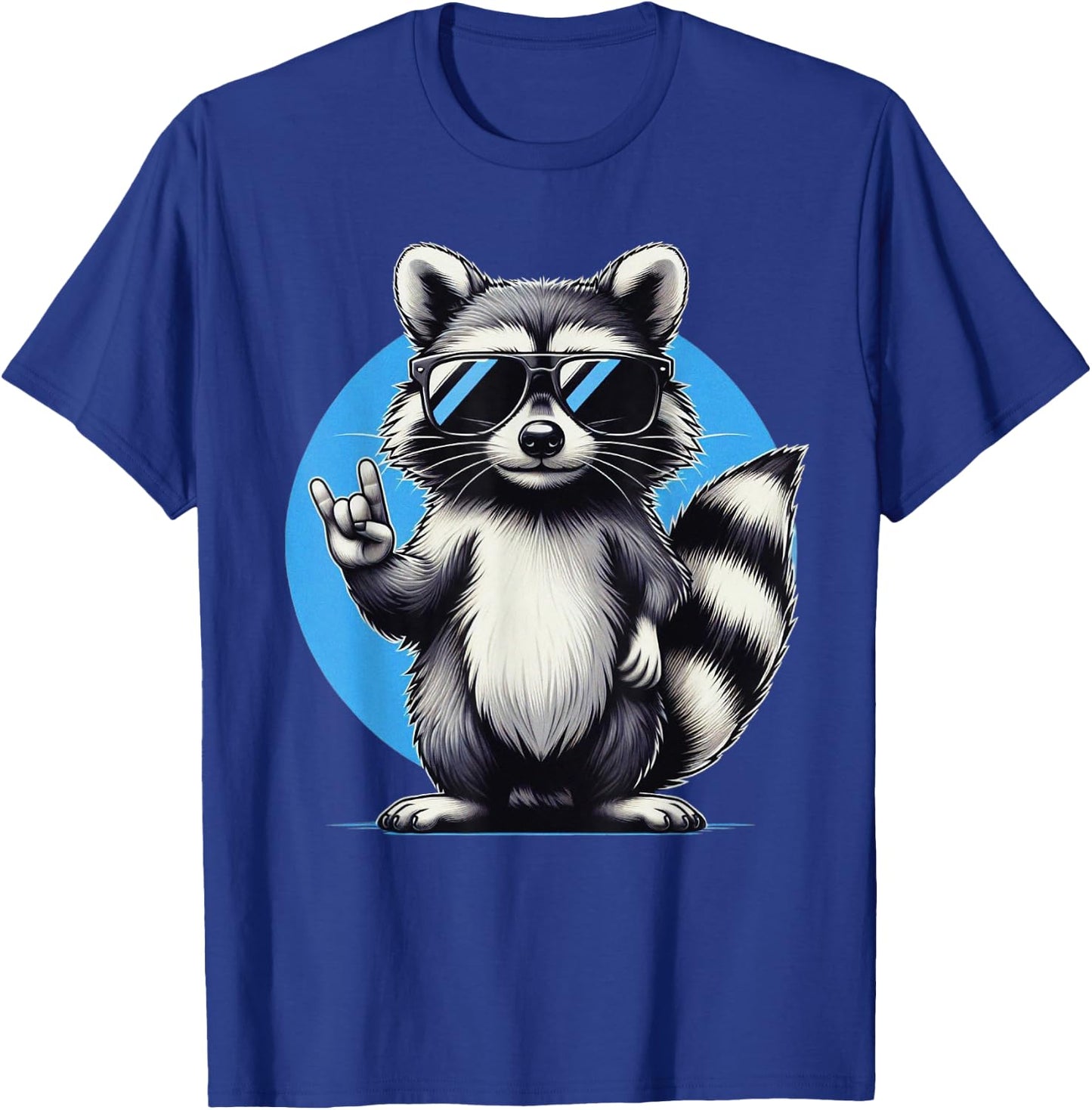 Funny Retro Raccoon Rock Music Men, Kids, Women Cool Raccoon T-Shirt - T-Shirt | Royal