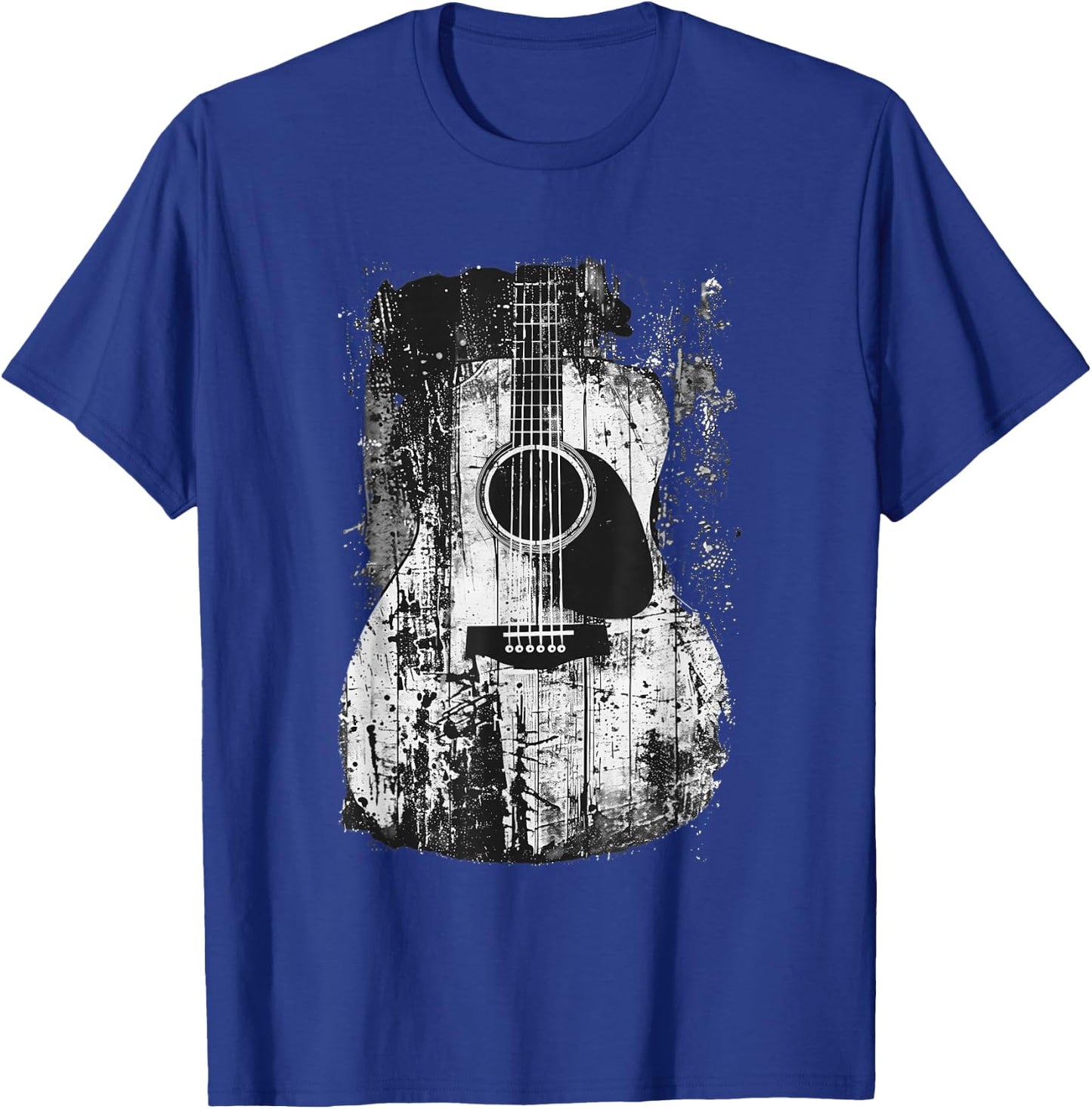 Acoustic Guitar, Vintage, Distressed, Rock & Roll Music. T-Shirt - T-Shirt | Royal