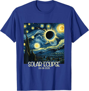 Van Gogh Starry Night Total Solar Eclipse April 8 2024 T-Shirt - T-Shirt | Royal