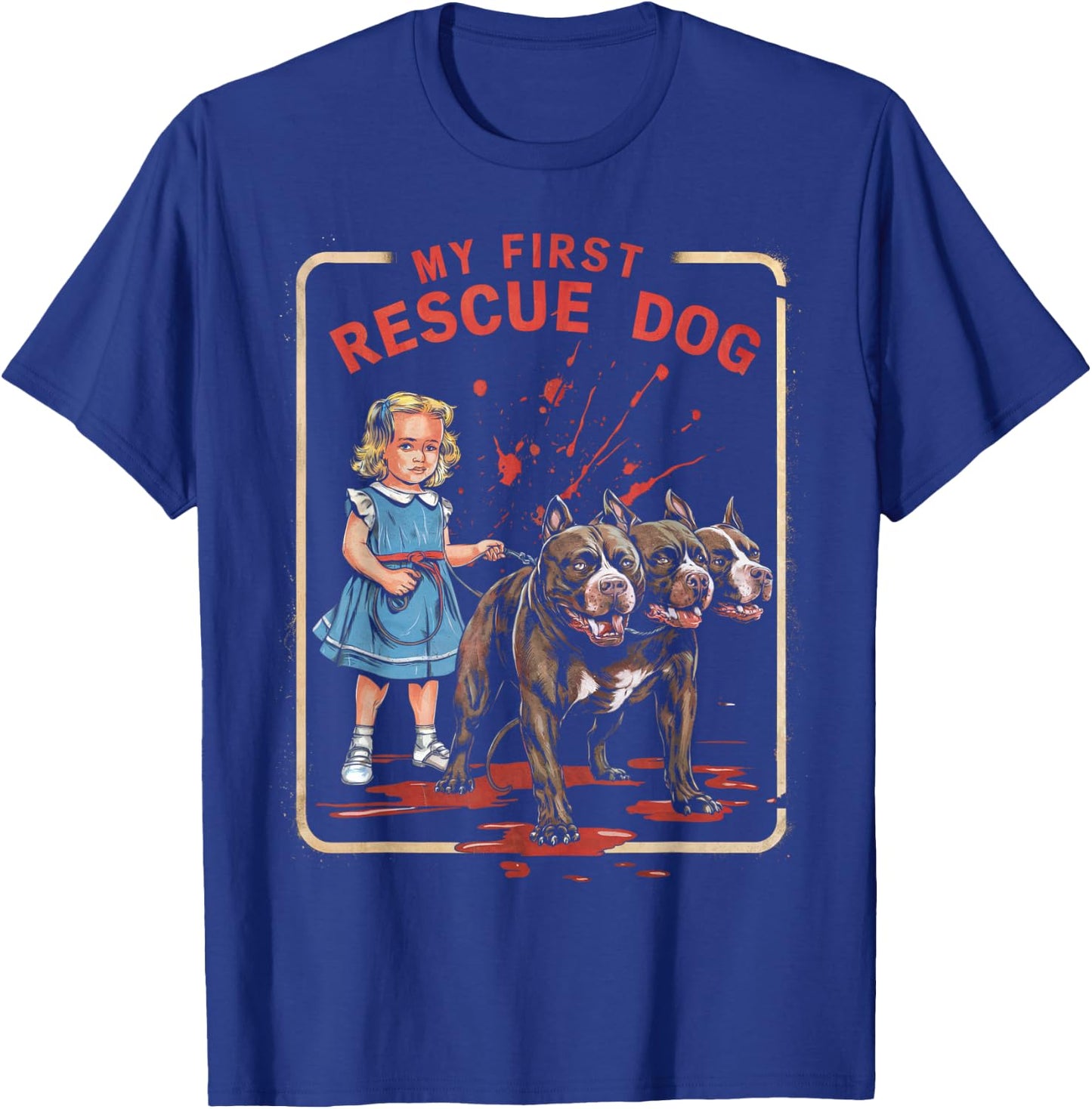 Vintage Horror Movie Lover Retro Halloween Shirt Rescue Dog T-Shirt - T-Shirt | Royal