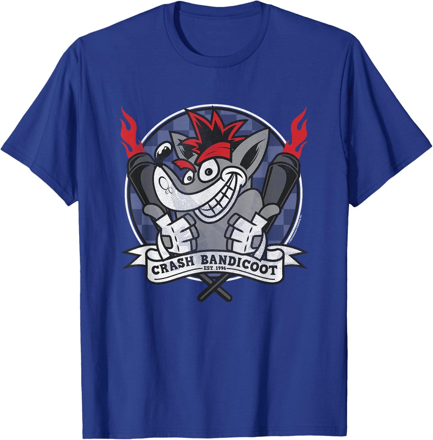 Crash Bandicoot Est 1996 Checkerboard Retro Big Chest Poster T-Shirt - T-Shirt | Royal