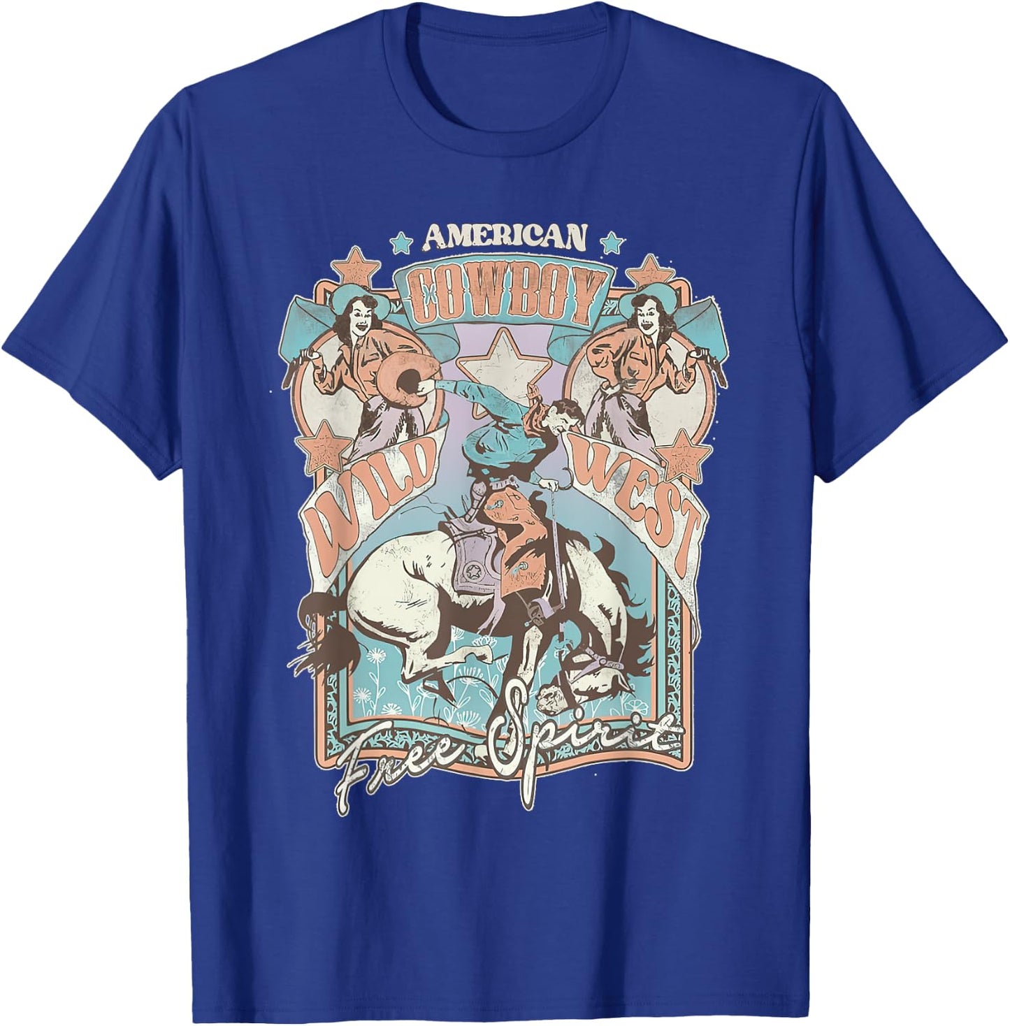 Western American Rodeo Cowboy Wild West Free Spirit T-Shirt - T-Shirt | Royal