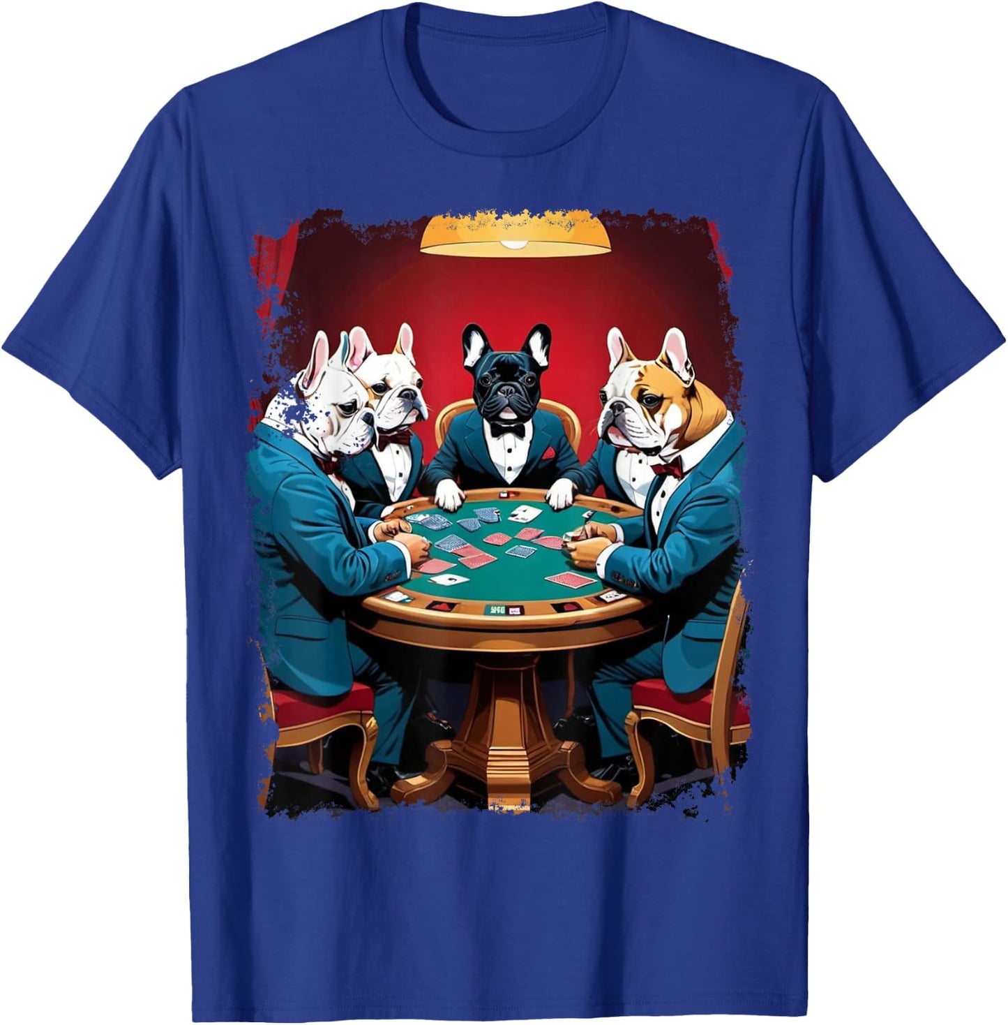 Pop Art Gambling French Bulldog Playing Poker Cards T-Shirt - T-Shirt | Royal