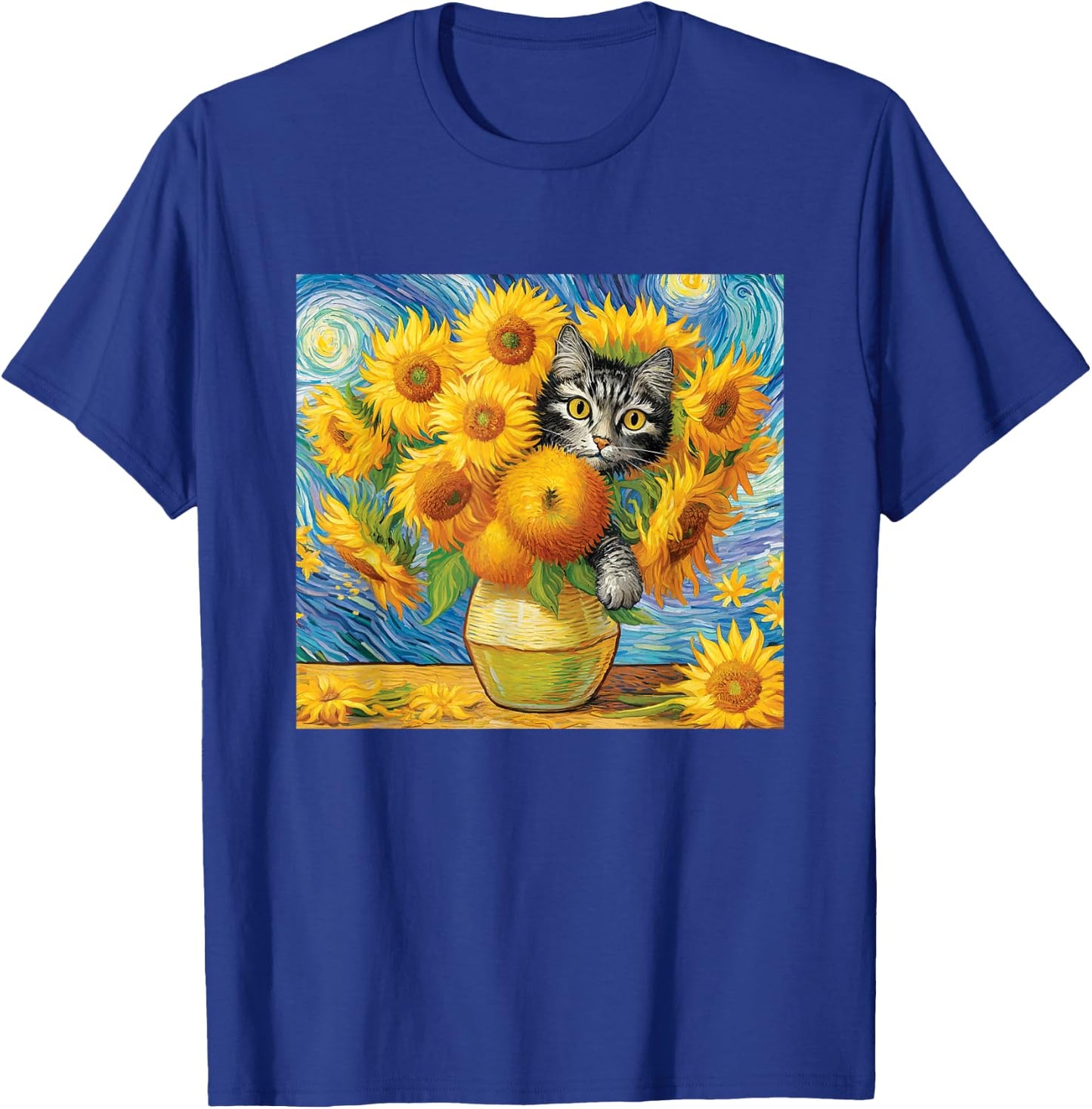 Van Gogh Sunflowers Kitten T-Shirt - T-Shirt | Royal