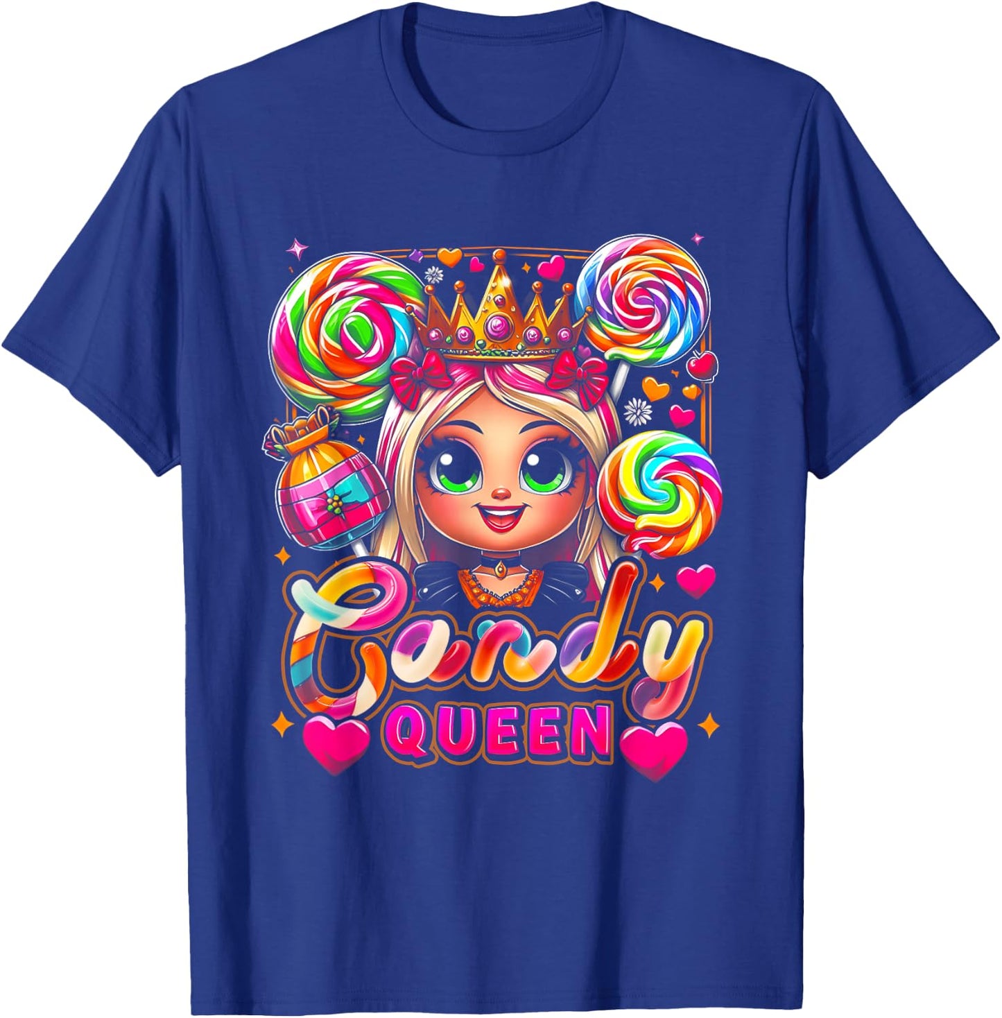 Funny Halloween Candy a Queen Lollipop Lover Girls Colorful T-Shirt - T-Shirt | Royal