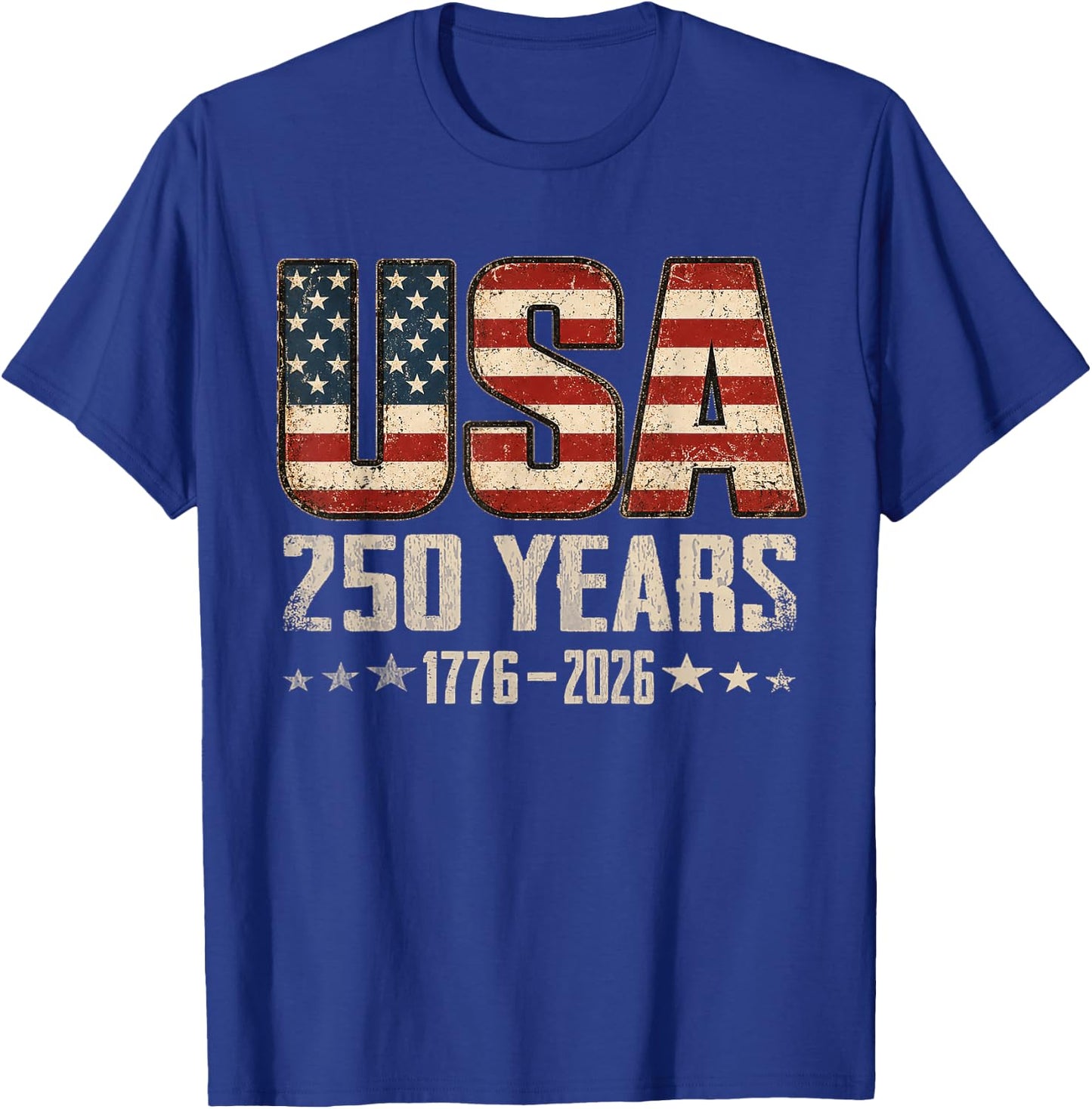 Vintage USA 250 Years 1776-2026 4th July US Flag Patriotic T-Shirt - T-Shirt | Royal