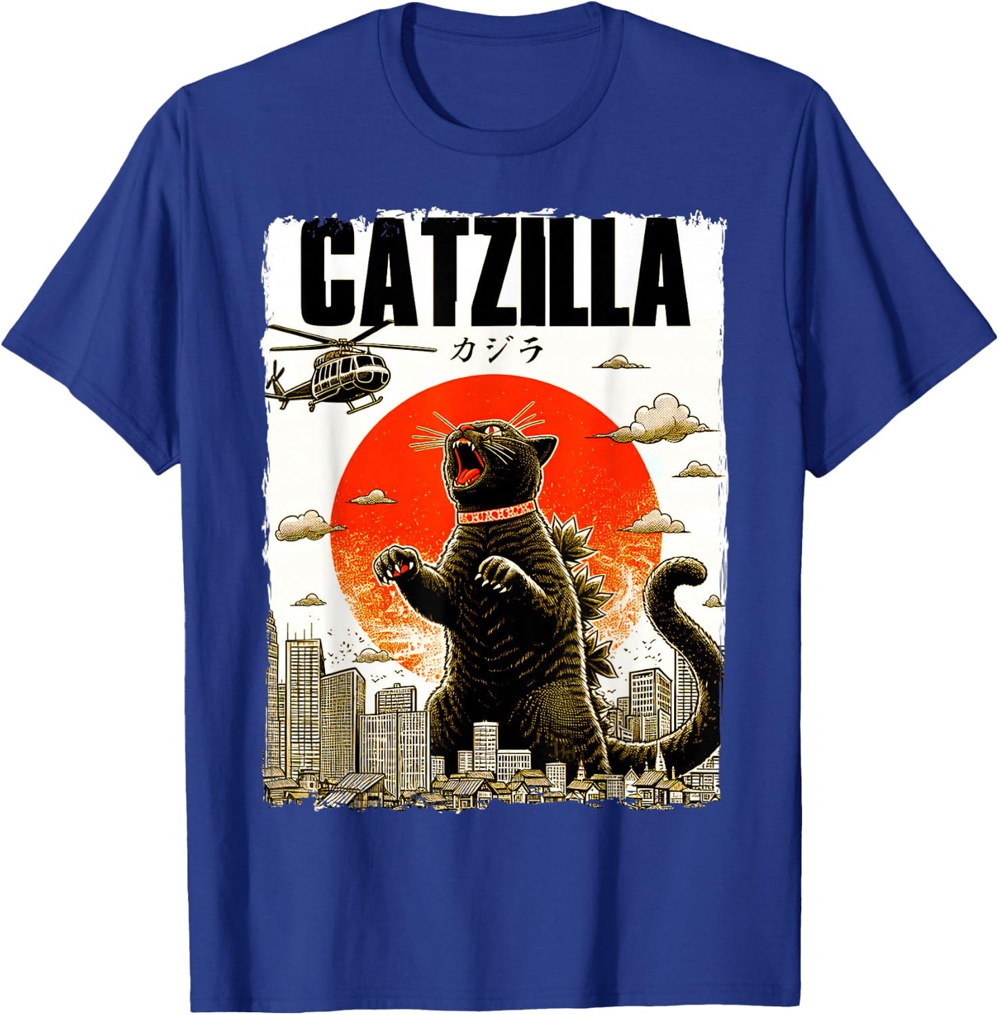 Catzilla Funny Cat Lover Kitten Catzilla Cat Japanese Art T-Shirt - T-Shirt | Royal