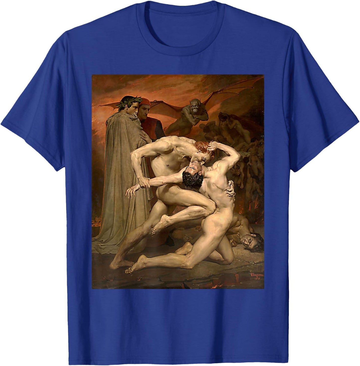 Urban Empyre Dante and Virgil in Hell Painting by William Bouguereau 1850 , Small, Black T-Shirt - T-Shirt | Royal