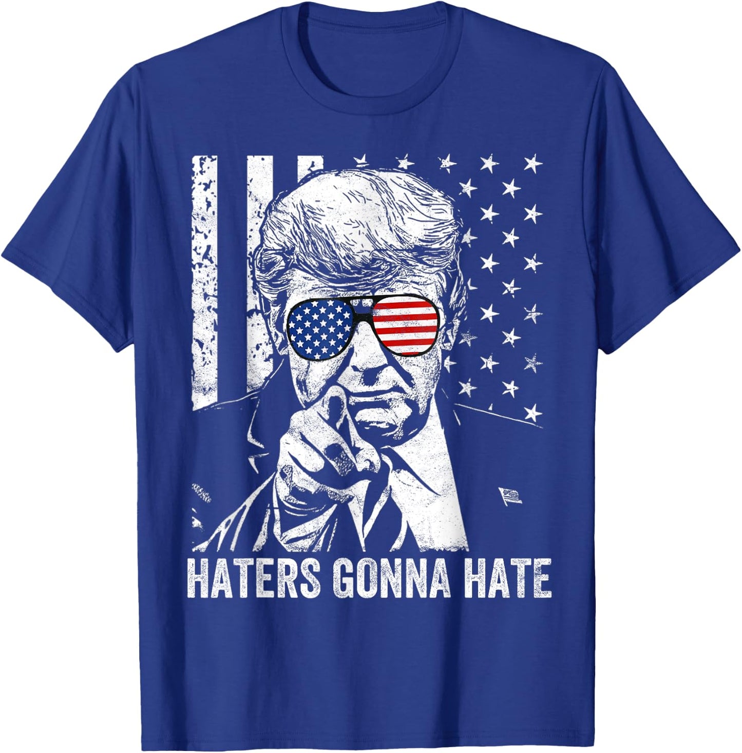 Amazing Patriot -Adults Funny Haters Gonna Hate President Donald Trump Middle Finger - Black, Small T-Shirt - T-Shirt | Royal