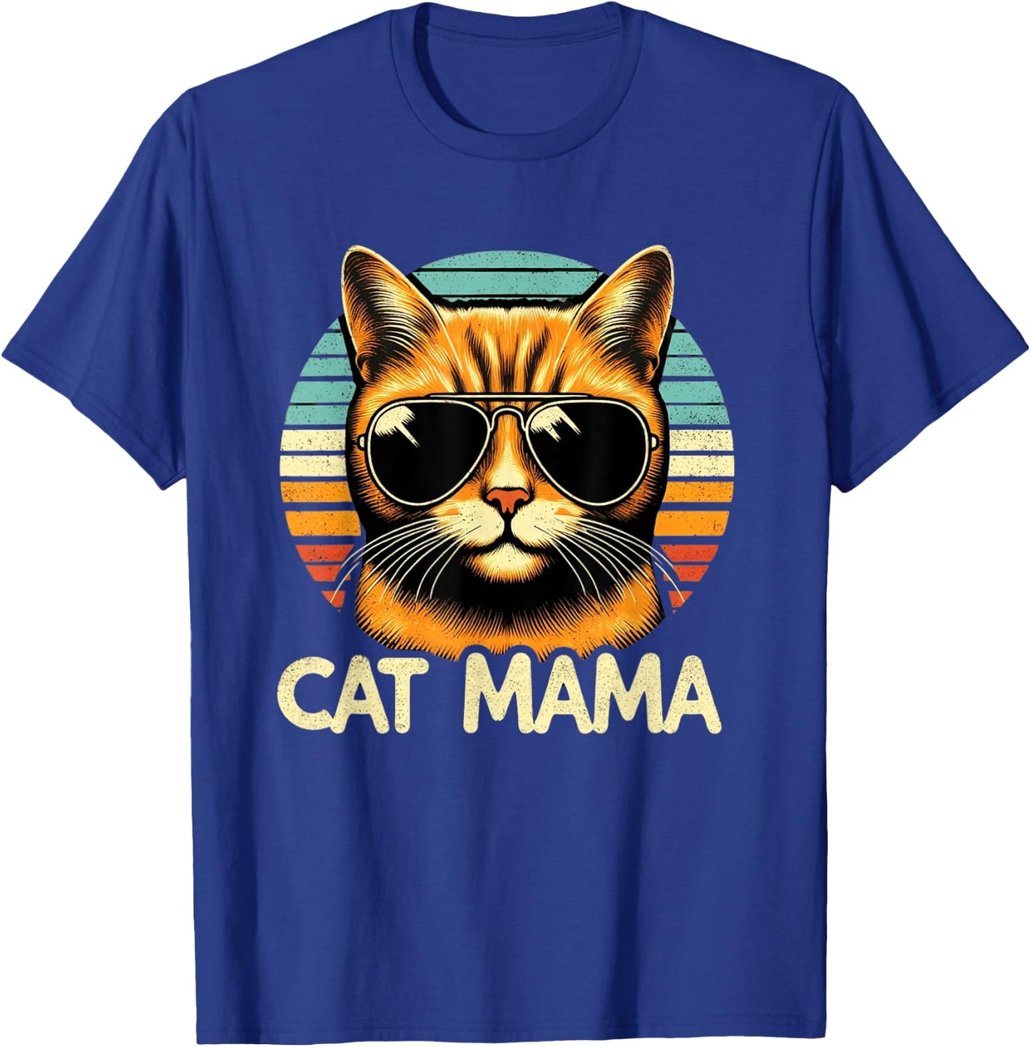 Cat Mama Cool Orange Cat Mother's Day Retro Cat Mom T-Shirt - T-Shirt | Royal