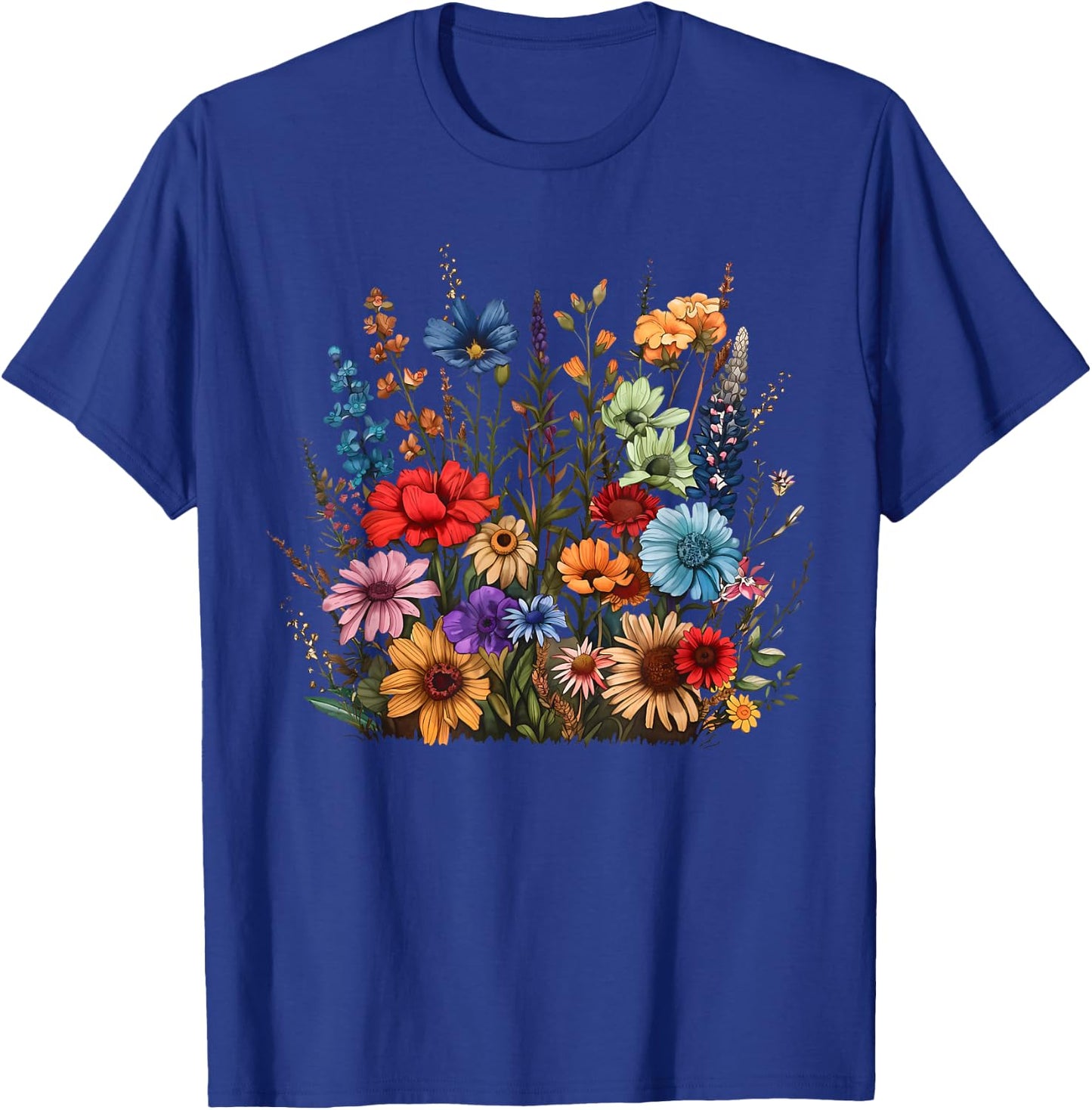 Vintage Wildflower Summer Botanical Gardening Plant Lover T-Shirt - T-Shirt | Royal