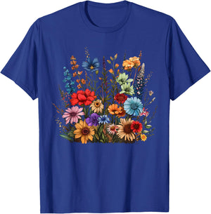 Vintage Wildflower Summer Botanical Gardening Plant Lover T-Shirt - T-Shirt | Royal