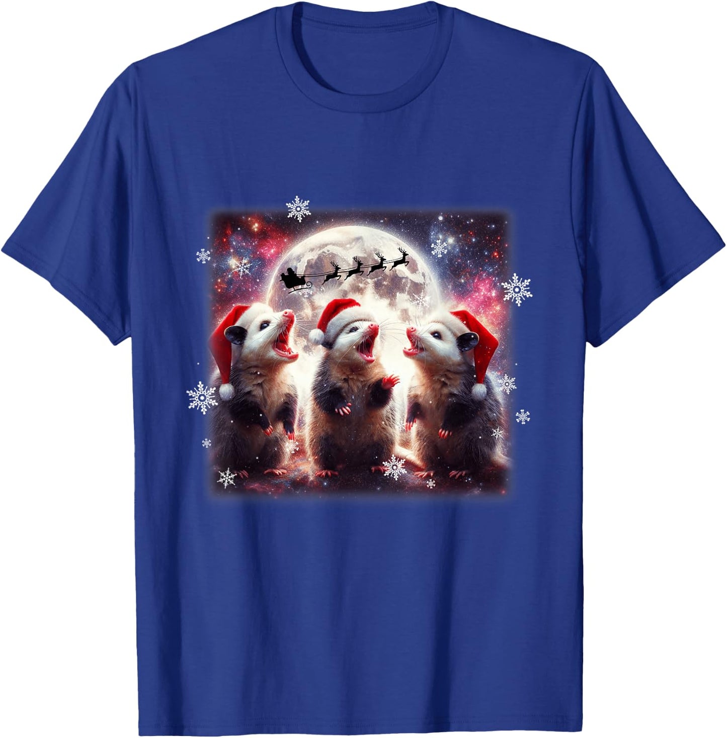 Howling Opossums Under the Moon Funny Weird Meme Christmas T-Shirt - T-Shirt | Royal