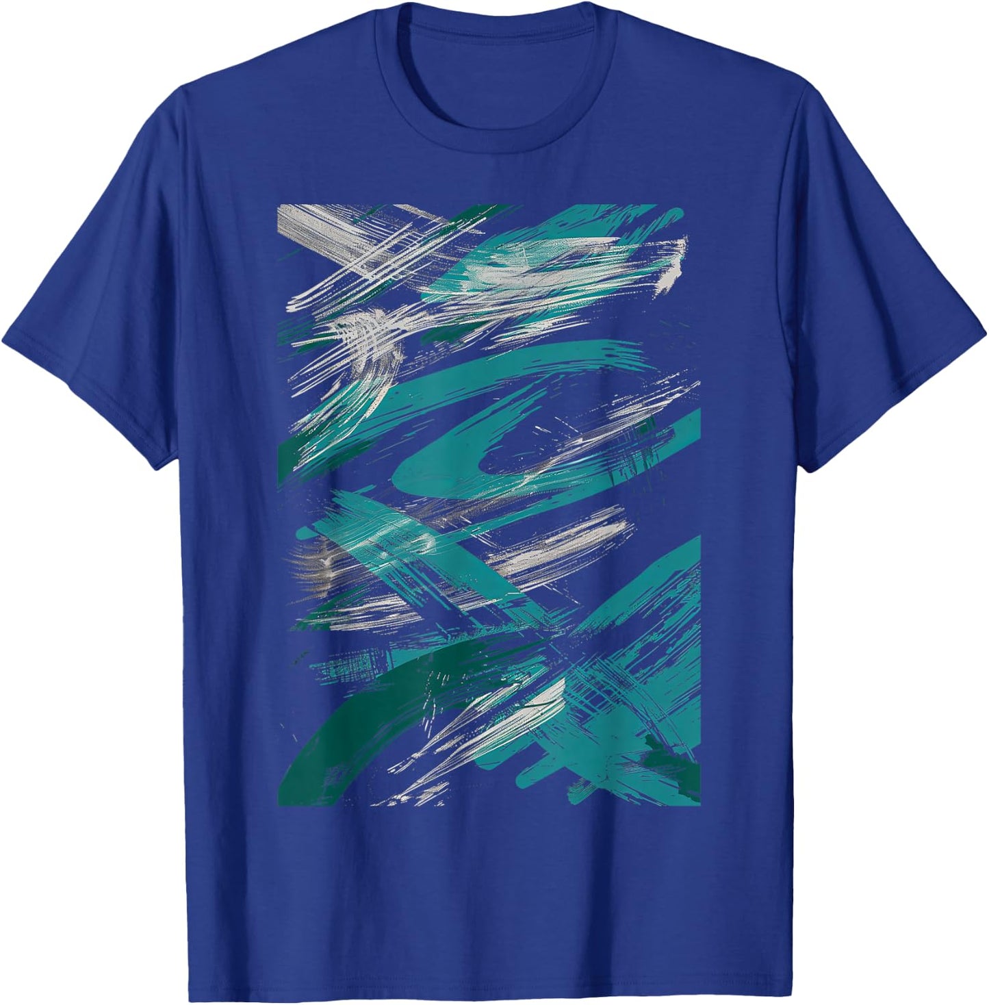 Teal And White Brushstroke Design Graphic T-Shirt - T-Shirt | Royal