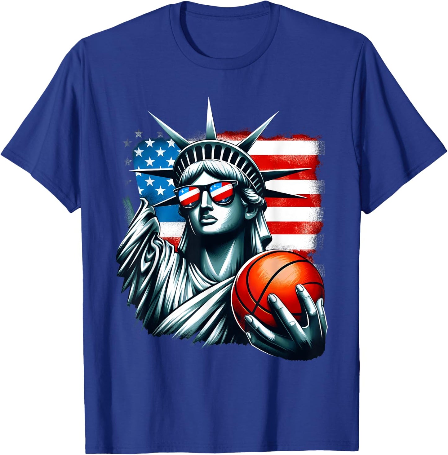 Independence Day 4th of July Statue of Liberty Basketball Kids Men T-Shirt - T-Shirt | Royal