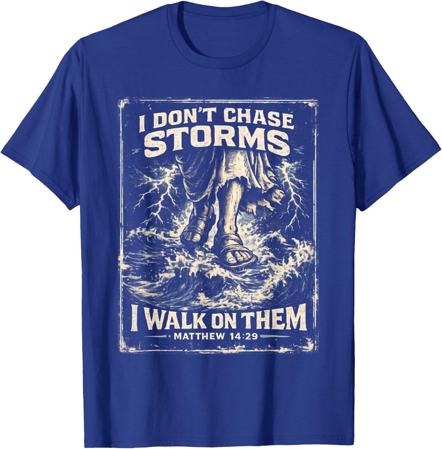 Jesus Walking on Water Matthew 14:29 Funny Christian T-Shirt - T-Shirt | Royal