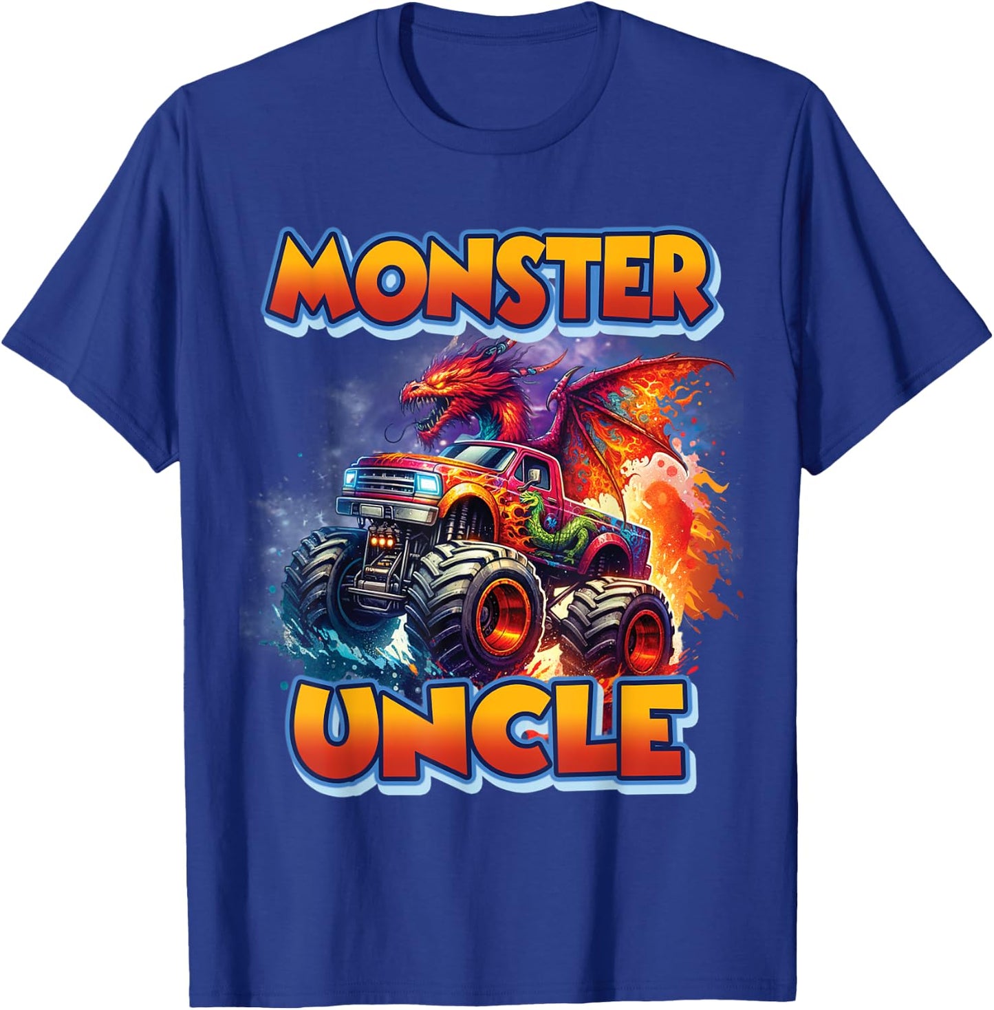 Monster Uncle Birthday Boy Monster Truck Car Family Matching T-Shirt - T-Shirt | Royal