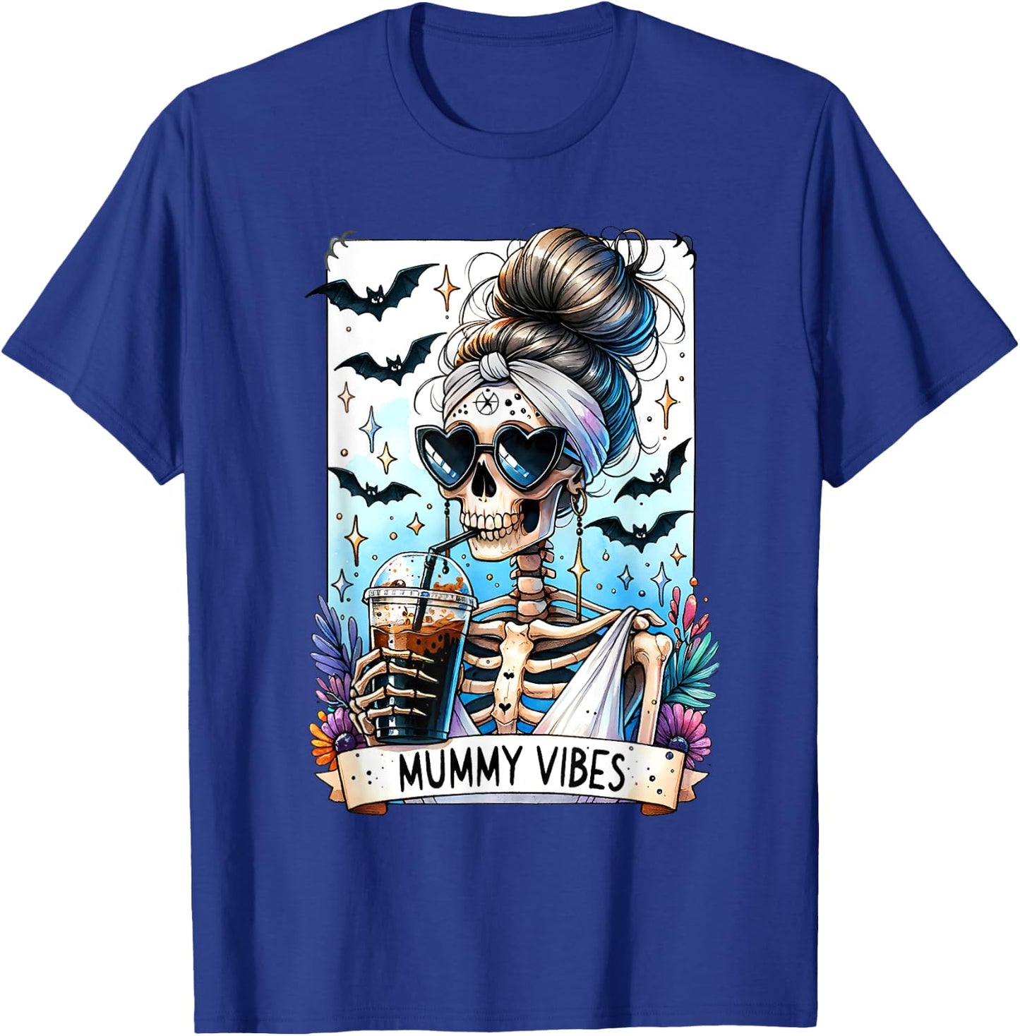 Tarot Card Mummy Vibes Spooky Season Skeleton Mom Halloween T-Shirt - T-Shirt | Royal