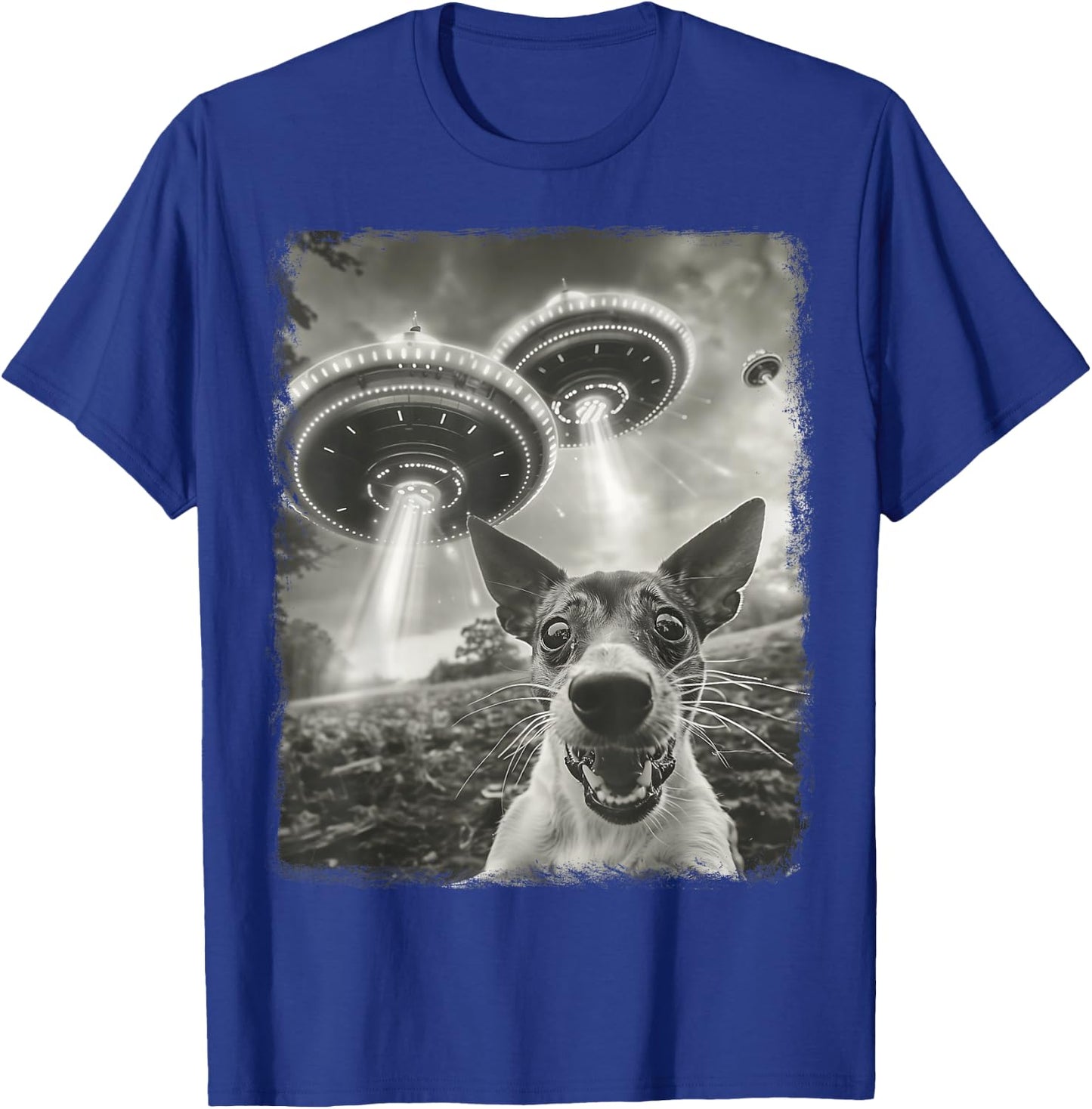 Rat Terrier Dog UFO Alien Extraterrestrial Selfie T-Shirt - T-Shirt | Royal