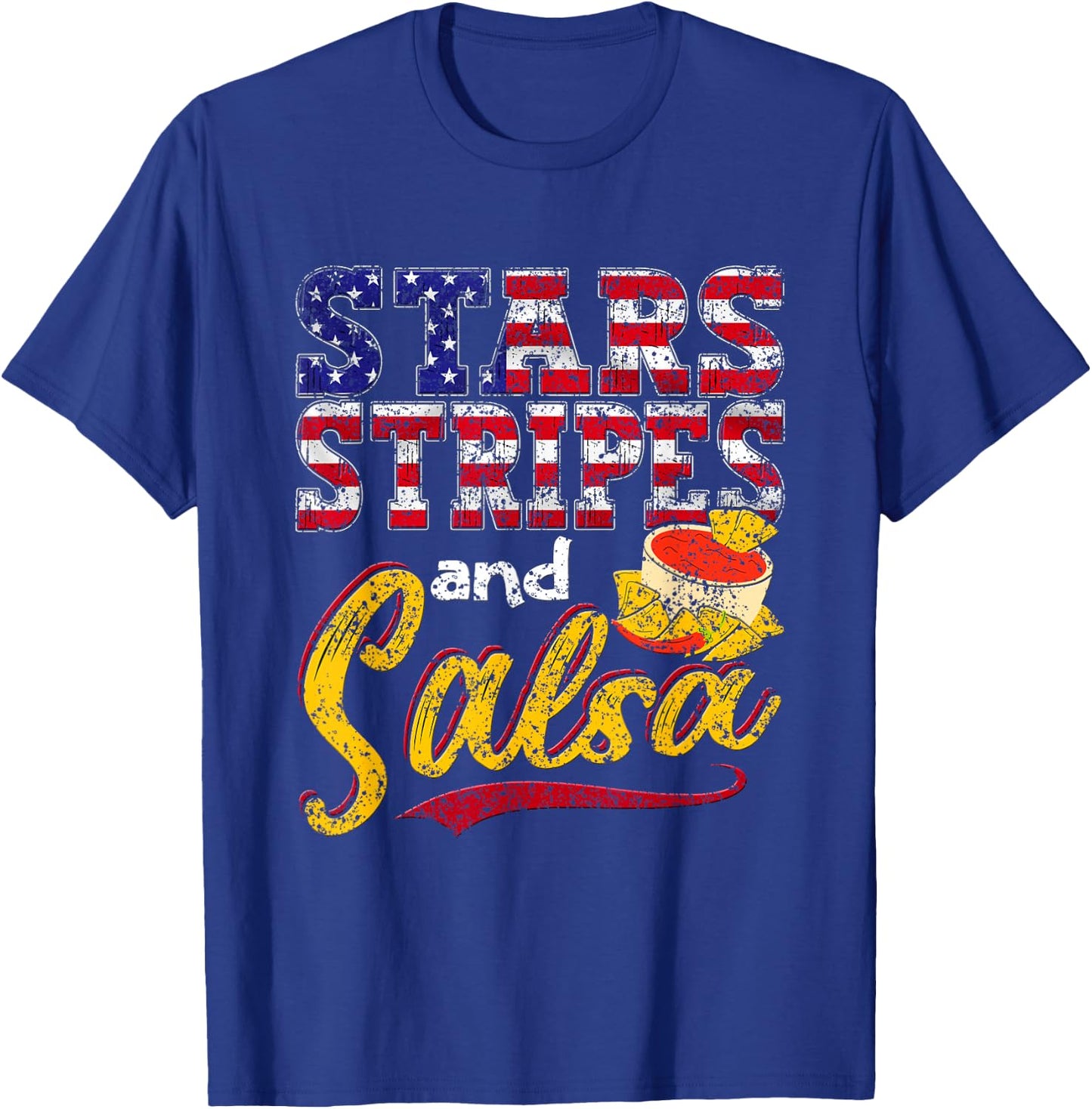 Stars Stripes And Salsa Mexico Usa Us Mexican American T-Shirt - T-Shirt | Royal