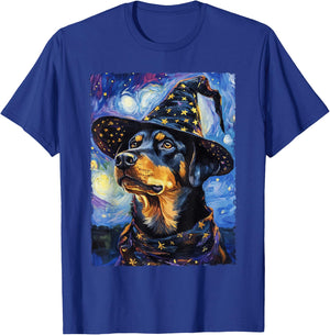 Rottweiler Witch Costume Painting Starry Night Dog Men Women Kids T-Shirt - T-Shirt | Royal