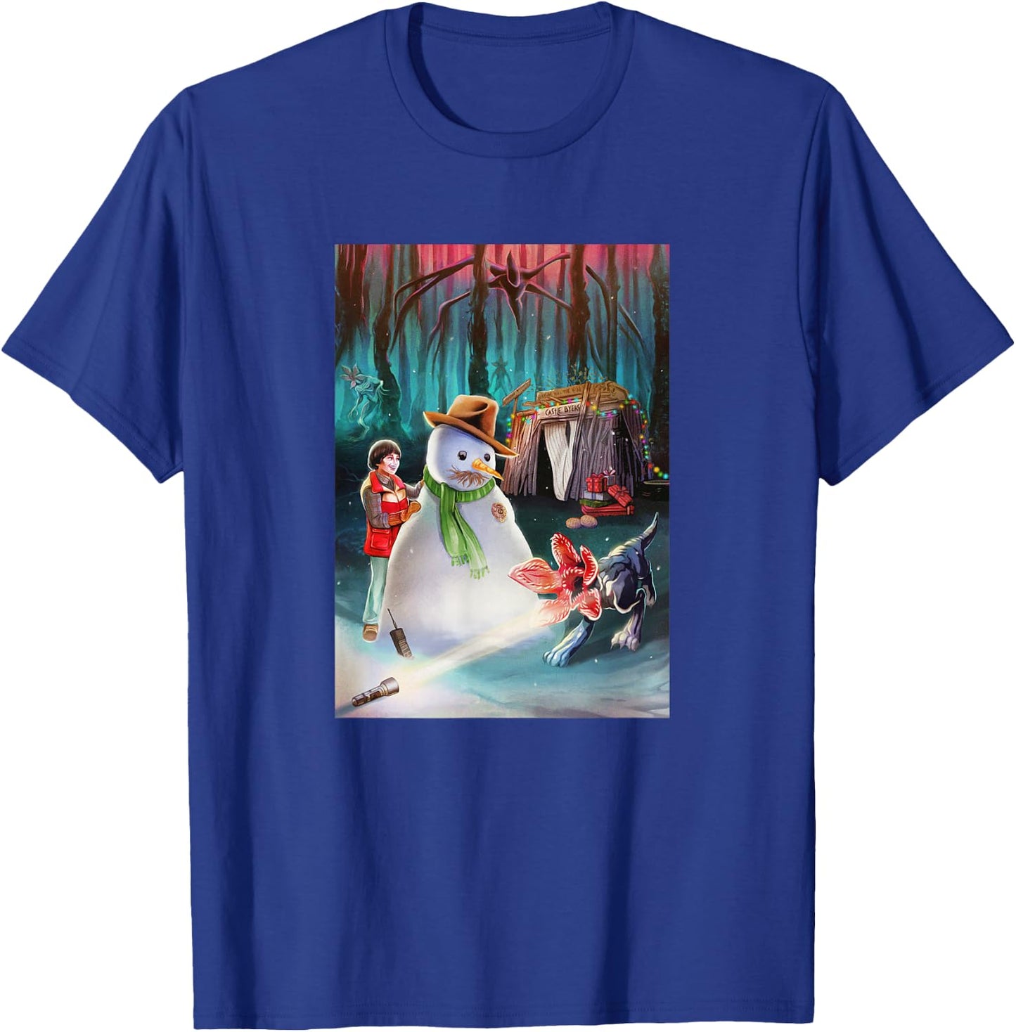 Stranger Things Christmas Upside down Castle Byers Poster T-Shirt - T-Shirt | Royal