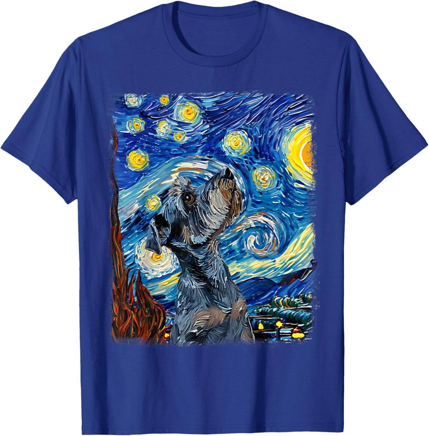 Miniature Schnauzer Dog Starry Night Painting T-Shirt - T-Shirt | Royal