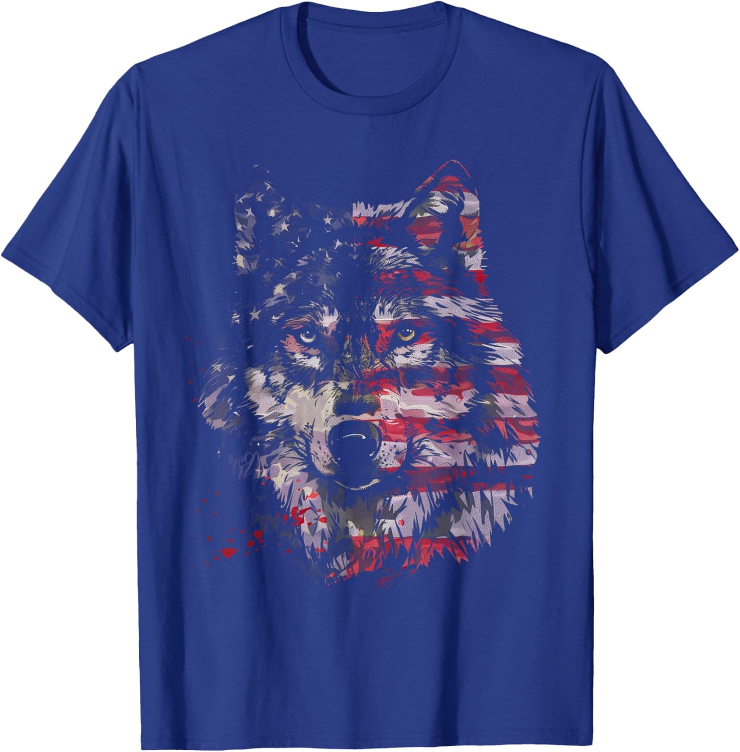 Wolf American Flag USA Patriotic Wolf Lover T-Shirt - T-Shirt | Royal