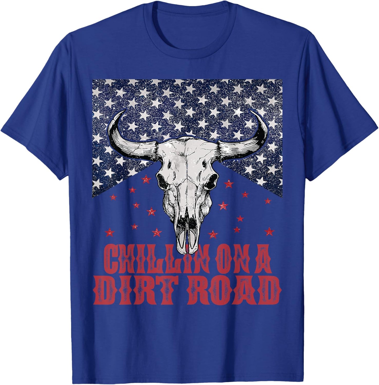 Chillin On A Dirt Road Country Music Western Vintage US Flag T-Shirt - T-Shirt | Royal