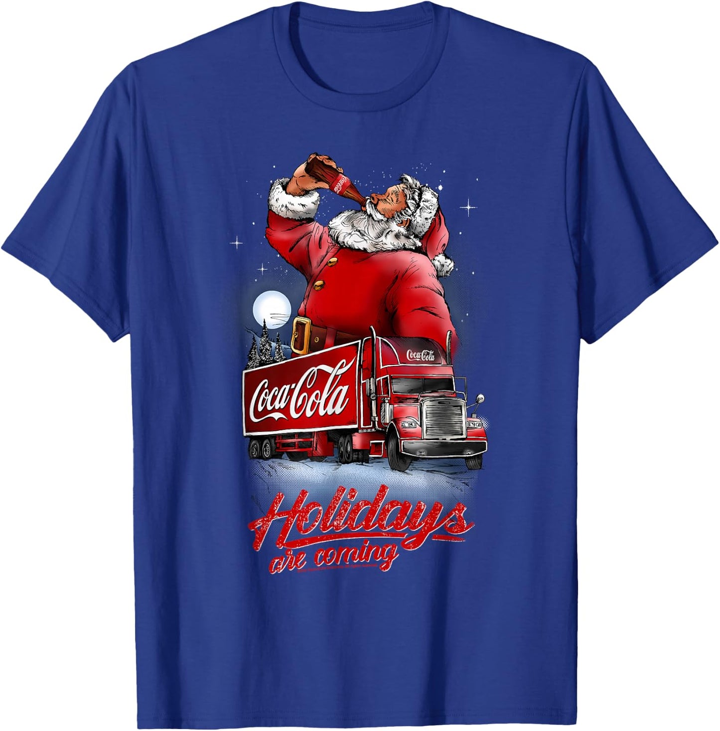 Coca Cola Santa And Truck Holidays Are Coming T-Shirt - T-Shirt | Royal
