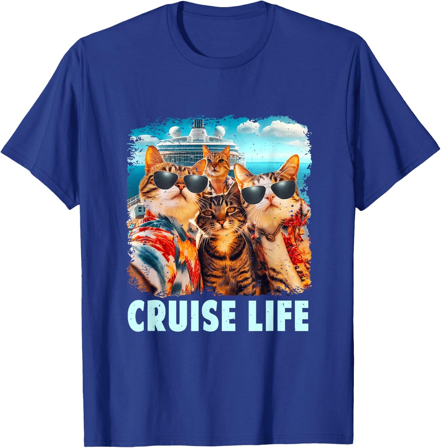 Selfie Cat Fun Cruise Buddies Ship Vacation Friends Family T-Shirt - T-Shirt | Royal