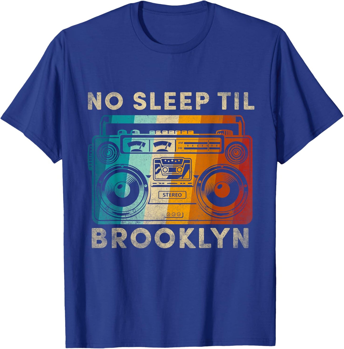 Cool Retro No Sleep Til Brooklyn, Old School Portable Stereo T-Shirt - T-Shirt | Royal