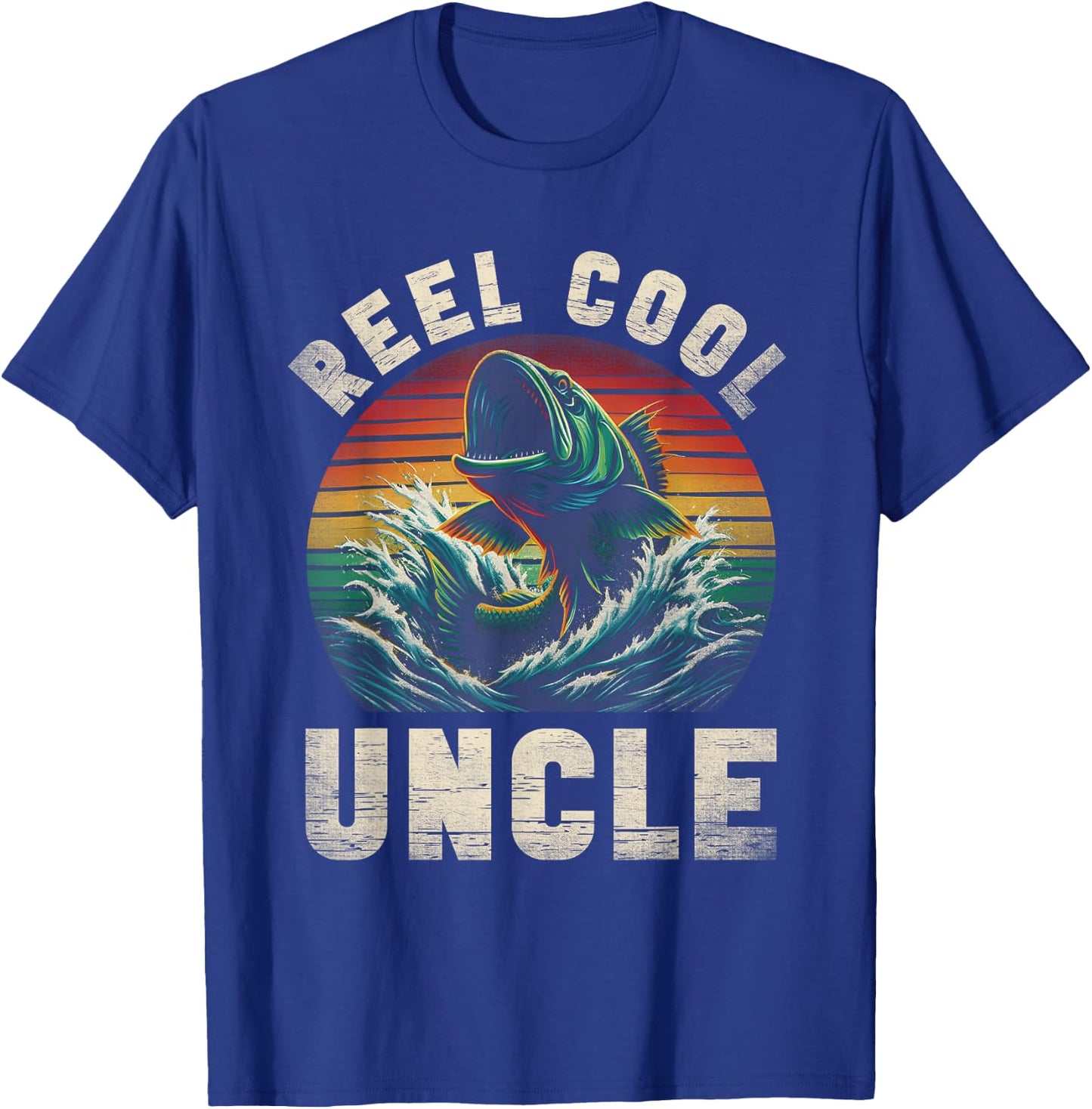 Reel Cool Uncle Fishing Uncle Father's Day Fisherman Fish T-Shirt - T-Shirt | Royal