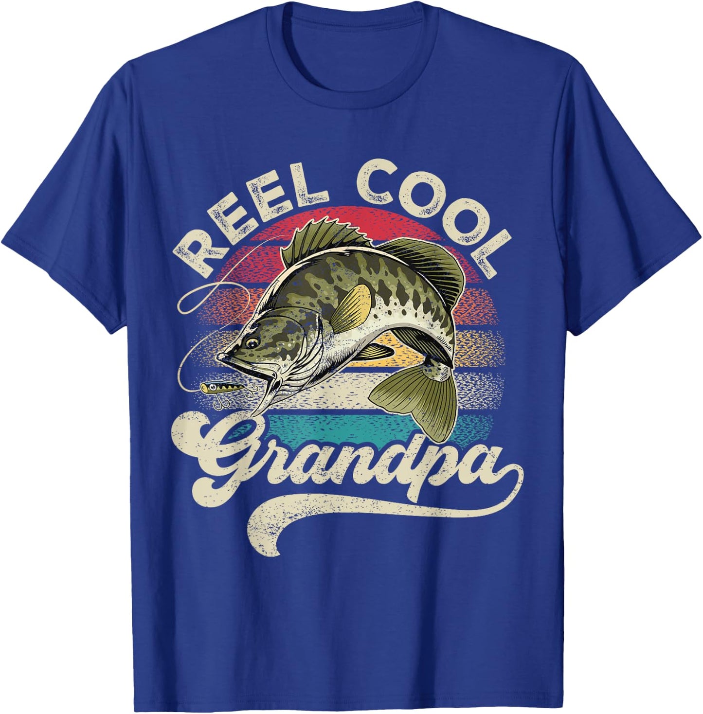 Reel Cool Grandpa Fishing Vintage Retro Father's Day Men Dad T-Shirt - T-Shirt | Royal