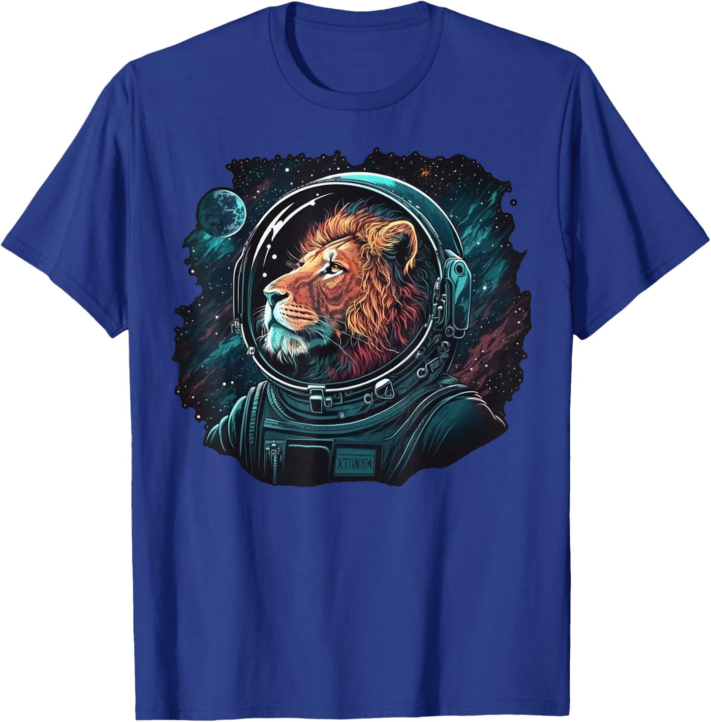 Outer Space Lion on Galaxy Astronaut Lion T-Shirt - T-Shirt | Royal