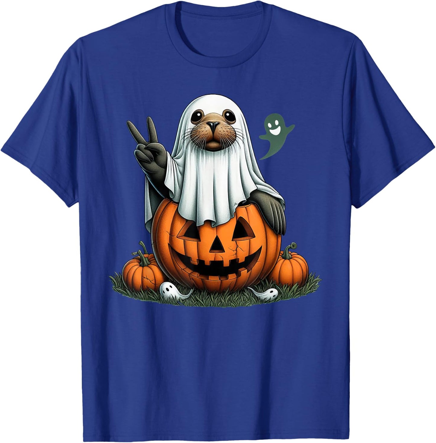 Funny Sea Lion Boo Halloween Ghost Kids T-Shirt - T-Shirt | Royal