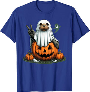 Funny Sea Lion Boo Halloween Ghost Kids T-Shirt - T-Shirt | Royal
