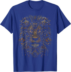 Steampunk Lion Bronze And Black Artwork Graphic T-Shirt - T-Shirt | Royal