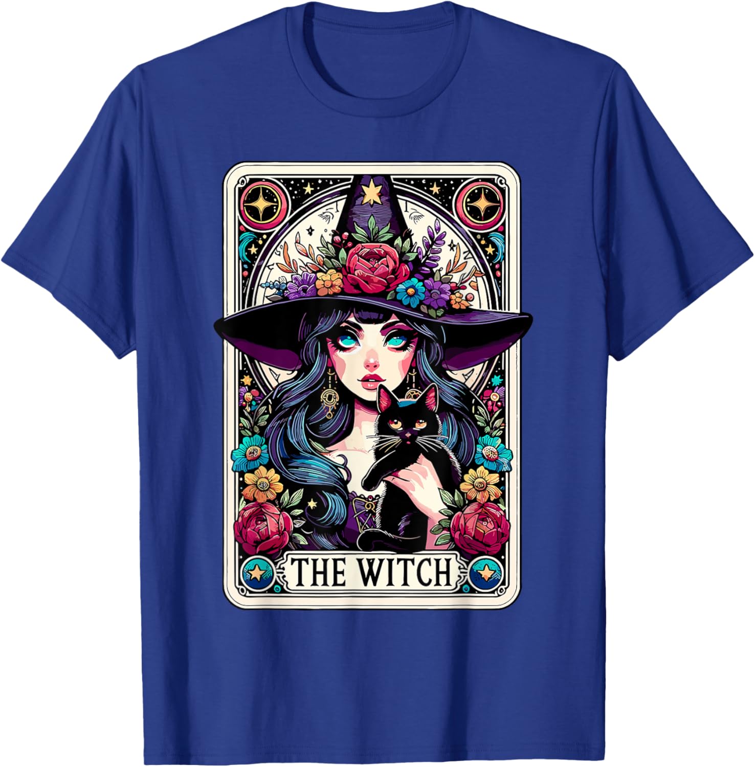 The Witch Tarot Card Halloween Gothic Witchy Vibes Black Cat T-Shirt - T-Shirt | Royal