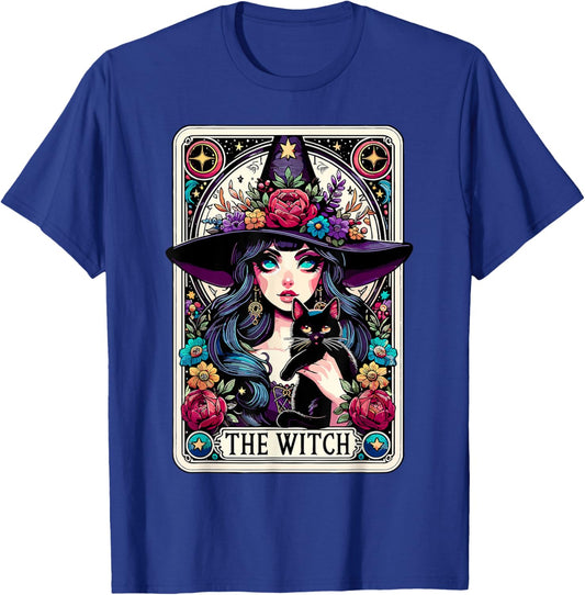 The Witch Tarot Card Halloween Gothic Witchy Vibes Black Cat T-Shirt - T-Shirt | Royal