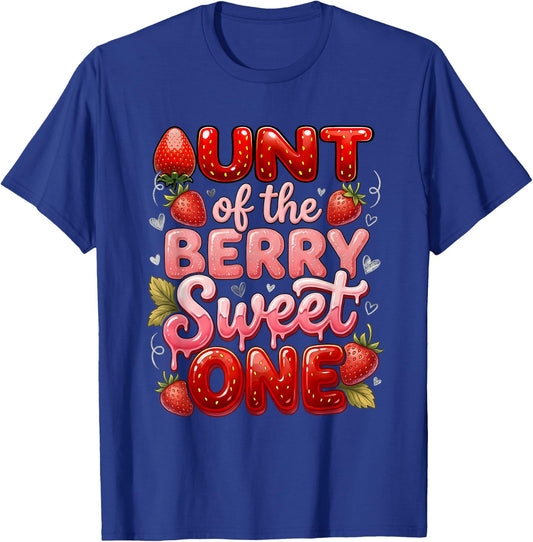 Auntie Aunt of The Berry Sweet One Cute First Birthday T-Shirt - T-Shirt | Royal