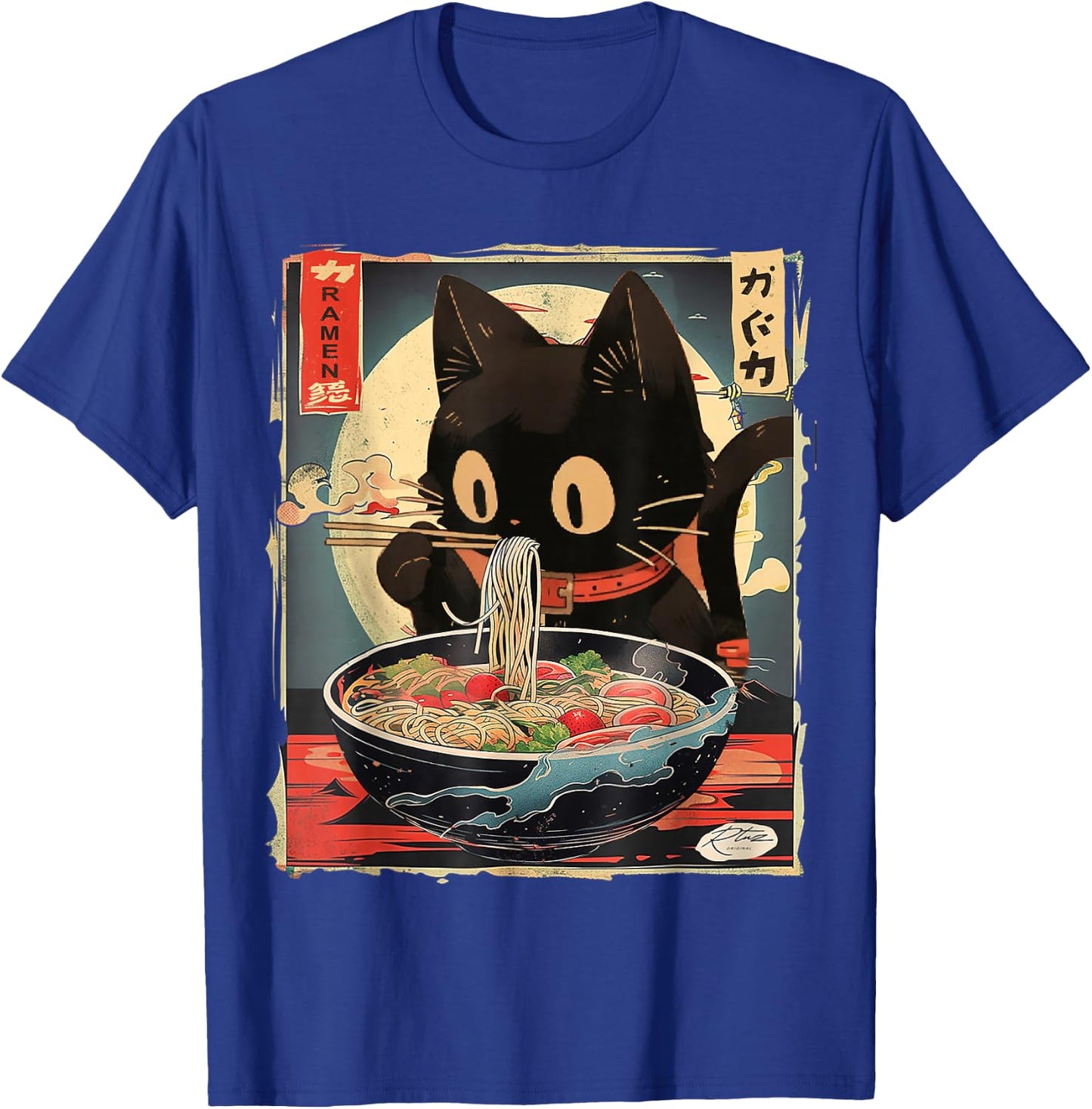 Cat Ramen Manga Anime for Kids Boys Girls Teens Kawaii Cat Eating Ramen Noodles Anime Gift Girls Teens T-Shirt - T-Shirt | Royal
