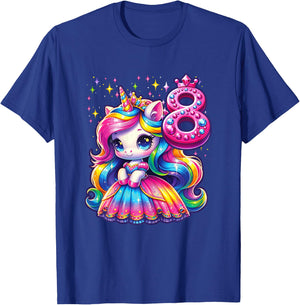Unicorn Princess 8th Birthday 8 Year Old Party Girl Outfit T-Shirt - T-Shirt | Royal