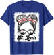 St. Louis Retro Baseball Love Messy Bun Girl Met At Game Day T-Shirt - T-Shirt | Royal