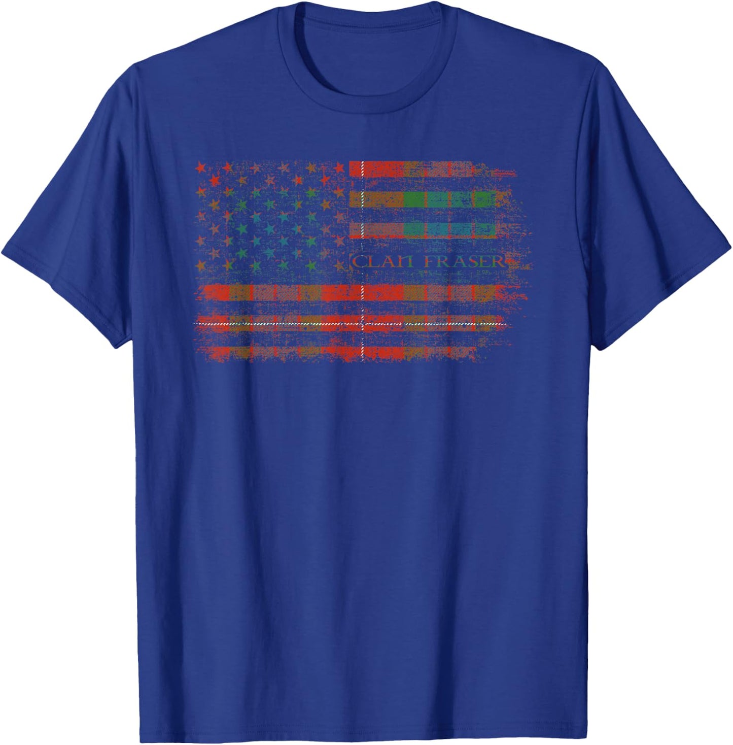 Clan Fraser Scottish tartan US flag kilt Scotland T-Shirt - T-Shirt | Royal