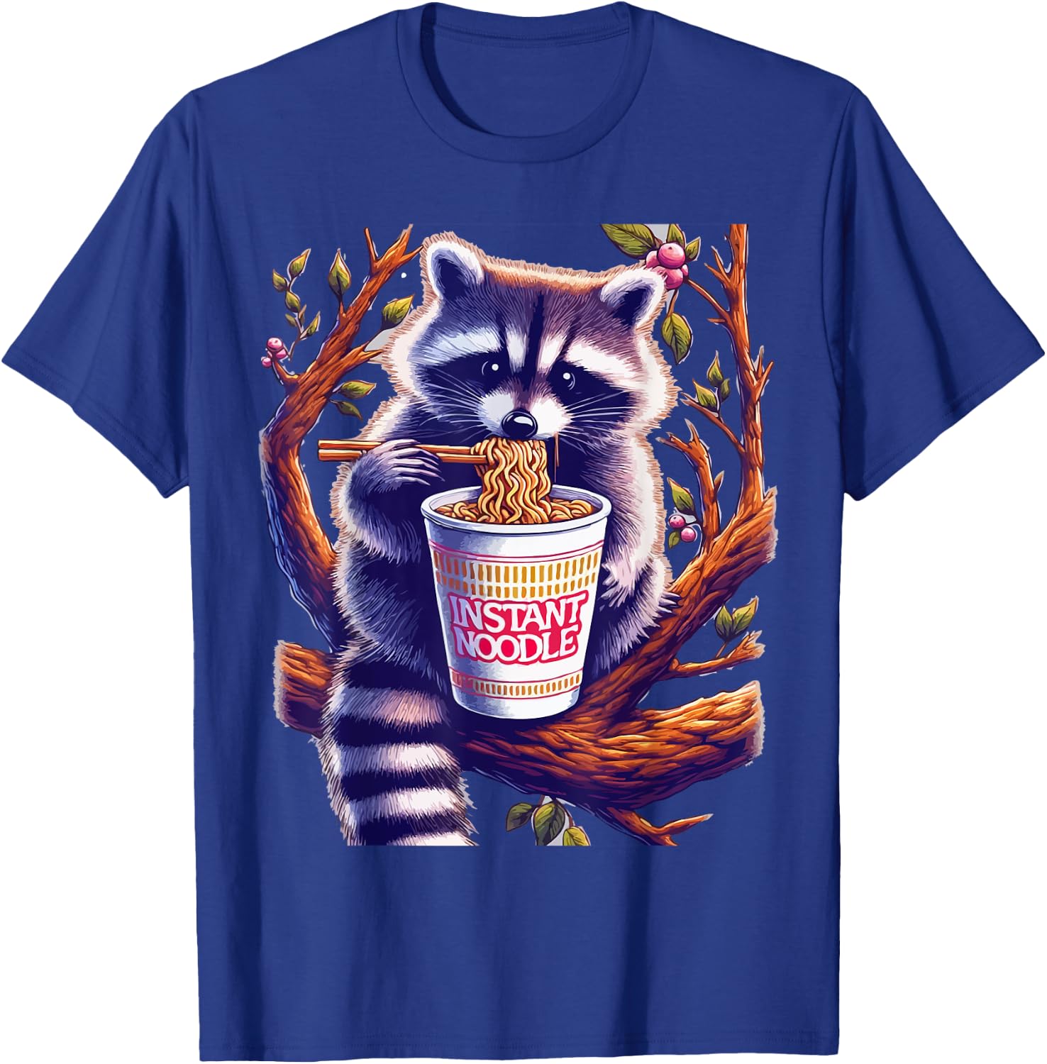 Raccoon Eating Instant Noodle Cup T-Shirt - T-Shirt | Royal