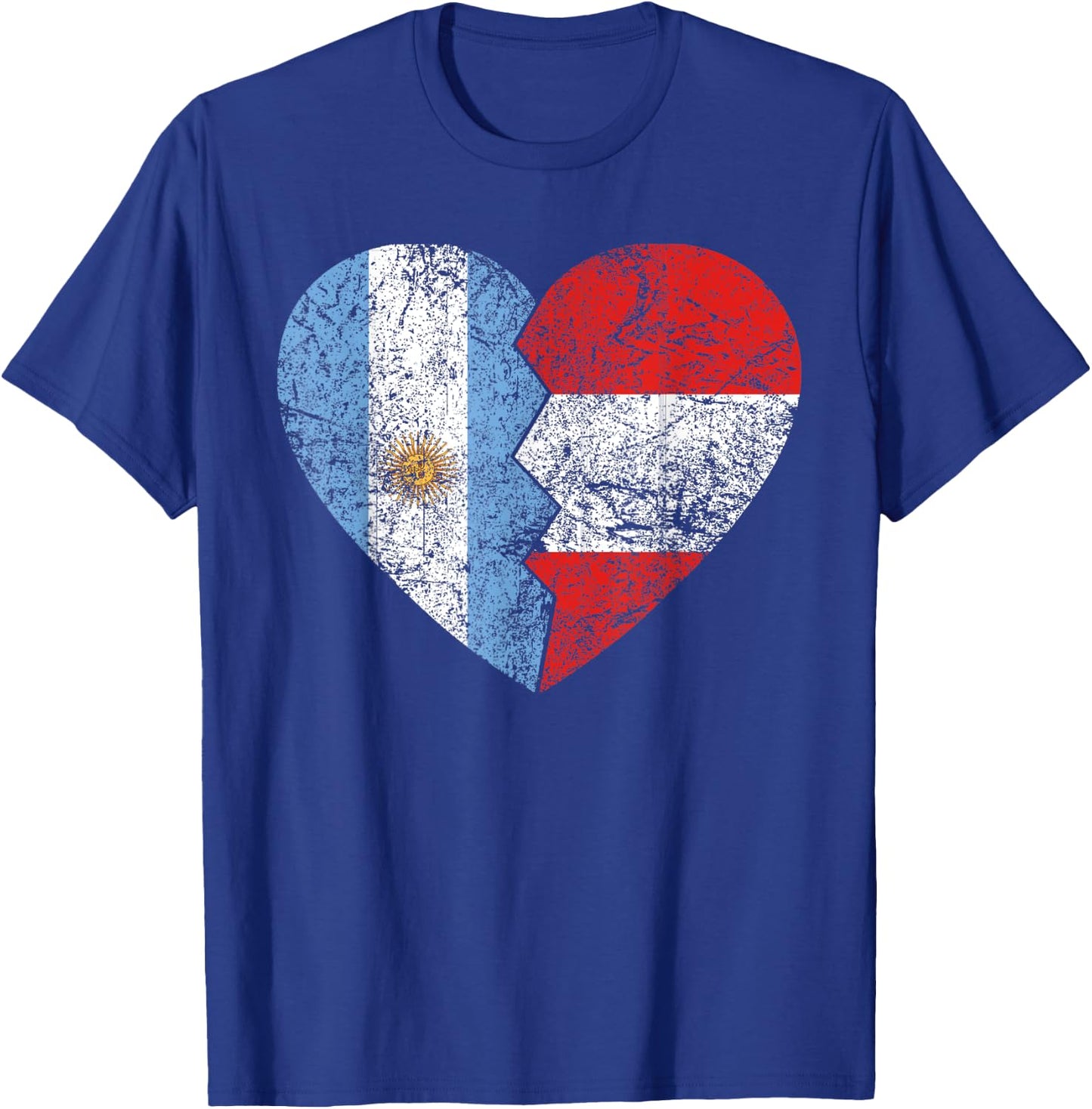 Peruvian Argentinian Flag Heart | Argentina Peru Flag Roots T-Shirt - T-Shirt | Royal