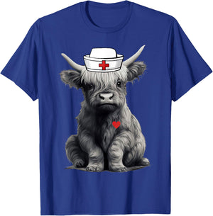 Cute Highland Cow Nurse Farm Cow Animal Lover Nursing T-Shirt - T-Shirt | Royal