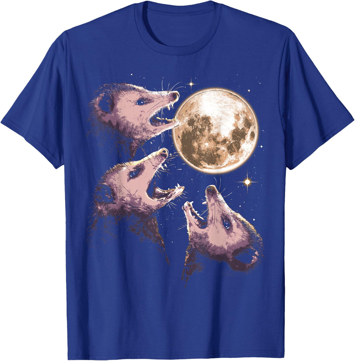 Three Opossums Howling at the Moon Funny Possum 3 Opossum T-Shirt - T-Shirt | Royal