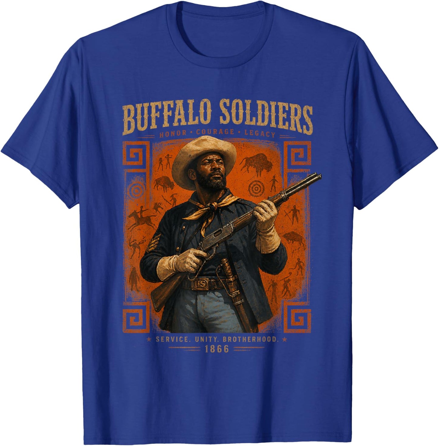 Buffalo Soldiers, African American Black History Military US T-Shirt - T-Shirt | Royal